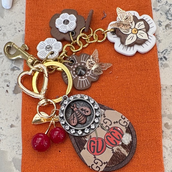 Gold and Brown Charm Keychain - Picture 1 of 5